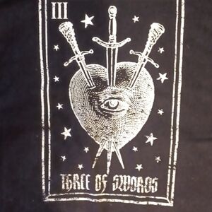 Hot topic 2x black long-sleeved dropped Shoulder tunic tshirt black TAROT CARD